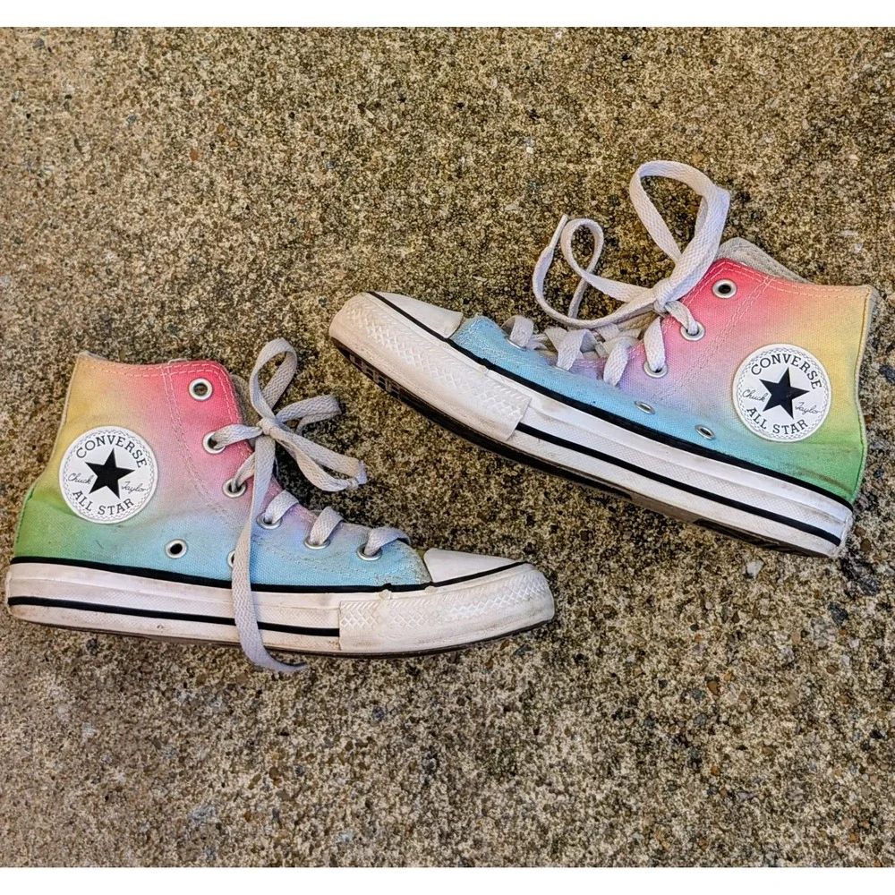 Converse Chuck Taylor All Star High Top Rainbow Ombre Kids Sneakers Sz 13